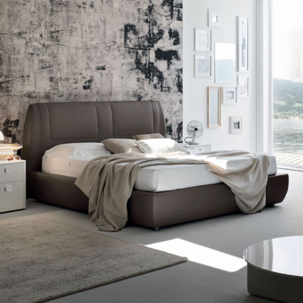 Soft - Letto imbottito matrimoniale design in tessuto o ecopelle MARONESE ACF