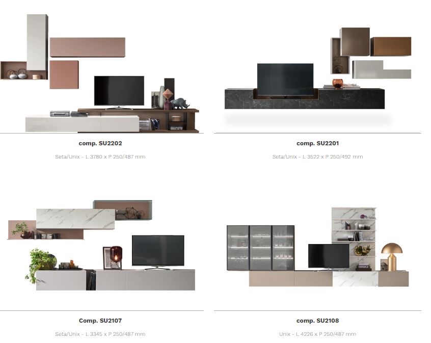 Seta SU2212 - Mobile soggiorno moderno componibile L 299,4 cm MARONESE ACF 8 Catalogo Pdf