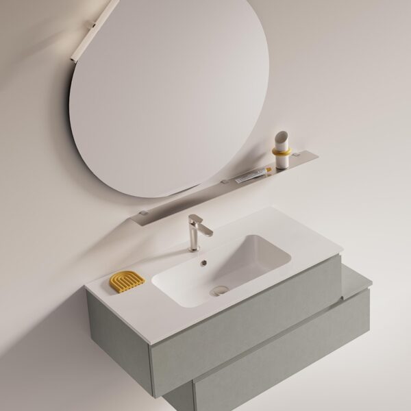 Mobile Bagno COMPAB MINI-MO MM02: vista frontale, design moderno compatto, lavabo integrato