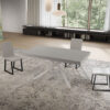 Tavolo allungabile 160/264x90 cm Niket cashmere gambe bianche - immagine 2