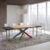 Tavolo allungabile 160/260x90 cm Versalux rovere scortecciato gambe multicolore 4/B - immagine 4