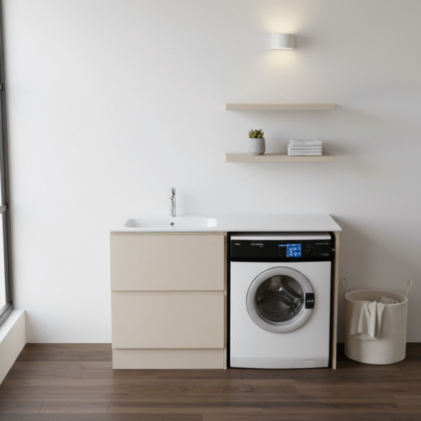 Mobile Coprilavatrice Compab LAB66: design funzionale, vista frontale in bagno moderno