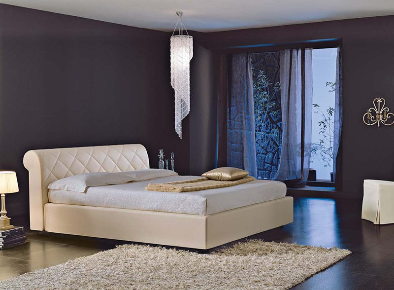 Ariel - Letto matrimoniale moderno ed elegante imbottito in tessuto o ecopelle