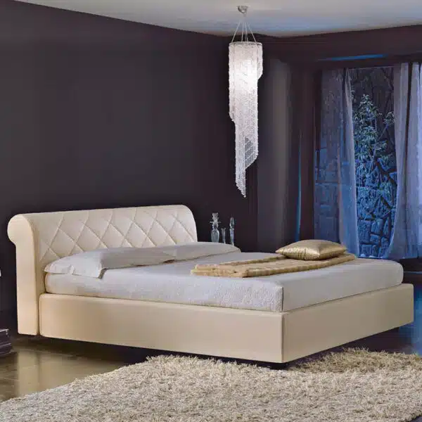 Ariel - Letto matrimoniale moderno ed elegante imbottito in tessuto o ecopelle
