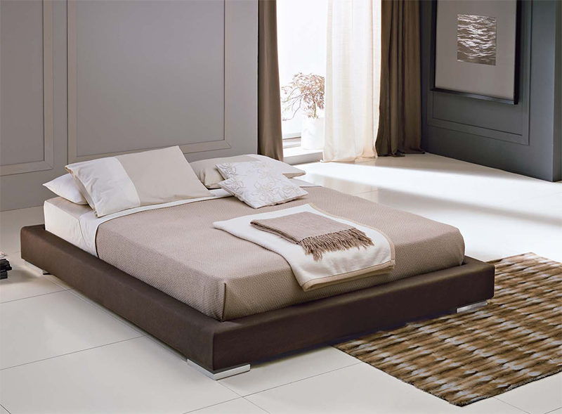 Orlando - Letto matrimoniale Futon giapponese imbottito in tessuto o ecopelle