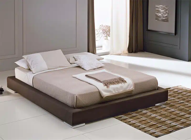 Orlando - Letto matrimoniale Futon giapponese imbottito in tessuto o ecopelle