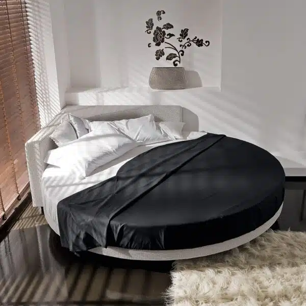 Ring Angolo - Letto rotondo con testiera angolare
