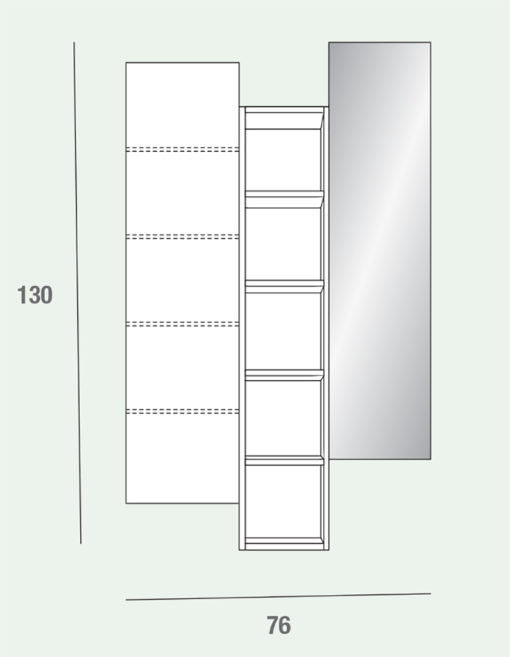 Stella - Mobile per ingresso con specchiera, libreria e pensile comp. 634