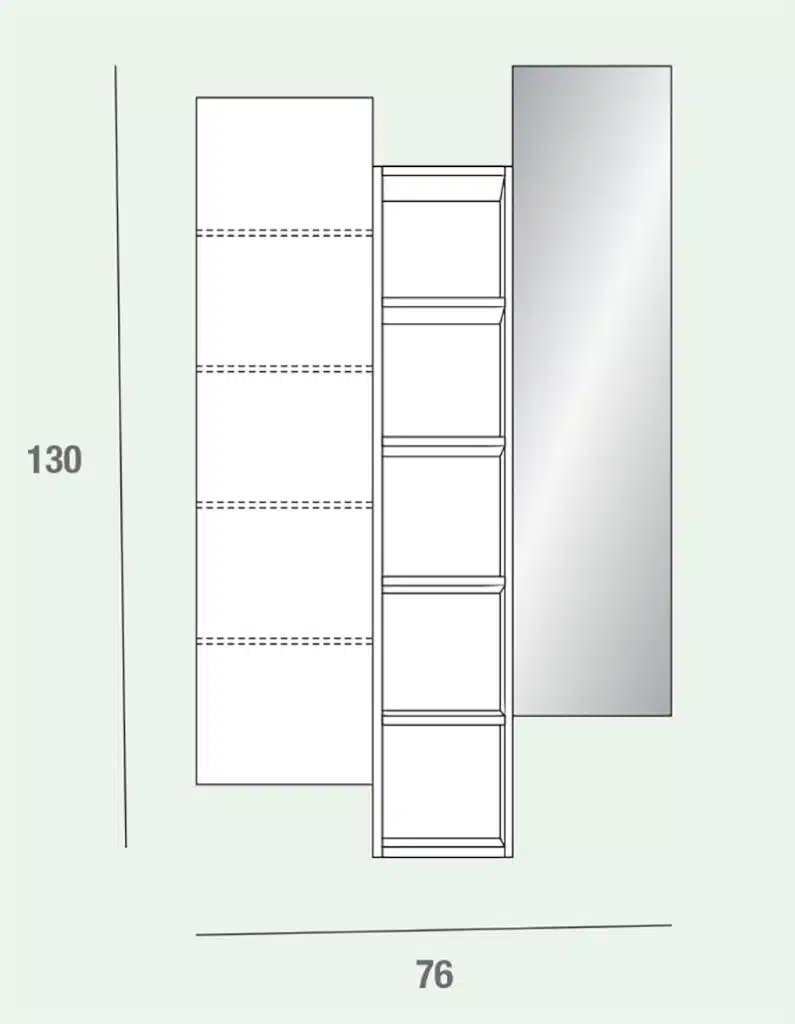 Stella - Mobile per ingresso con specchiera, libreria e pensile comp. 634