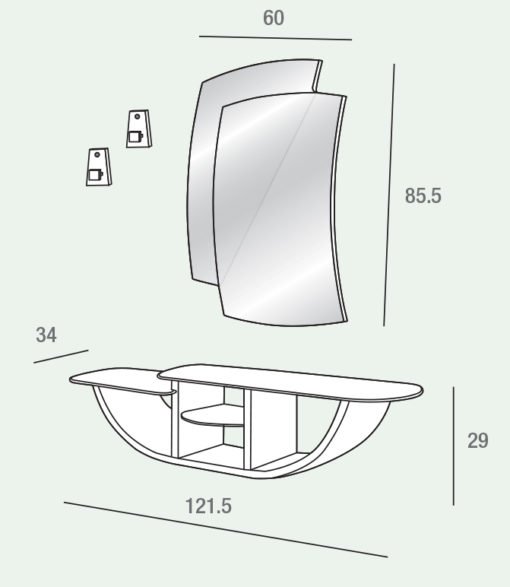 Gondola - Mobile per ingresso con specchiera e consolle comp. 520