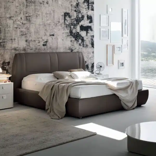 Soft - Letto imbottito matrimoniale design in tessuto o ecopelle MARONESE ACF