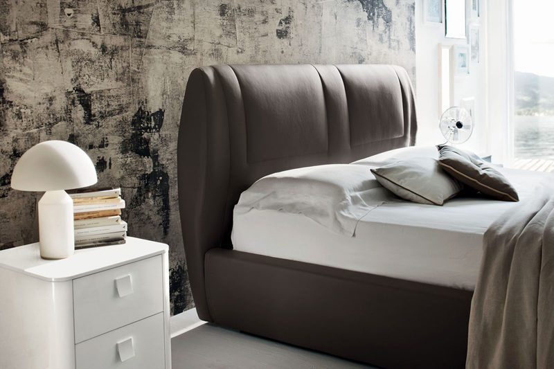 Soft - Letto imbottito matrimoniale design in tessuto o ecopelle MARONESE ACF