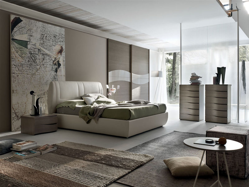 Soft - Letto imbottito matrimoniale design in tessuto o ecopelle MARONESE ACF
