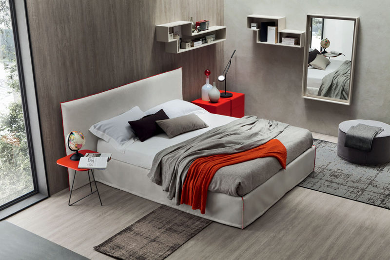 Relax - Letto matrimoniale imbottito in tessuto o ecopelle MARONESE ACF