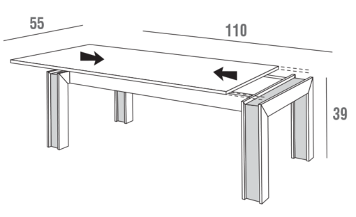 Letizia – Tavolino da salotto rettangolare con piano scorrevole TA374