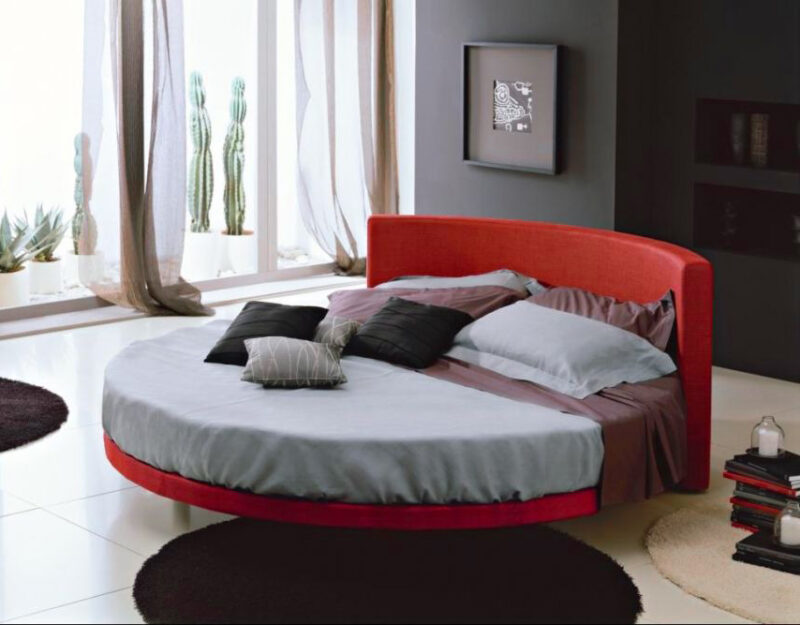 Ring Lux - Letto rotondo con testiera curva