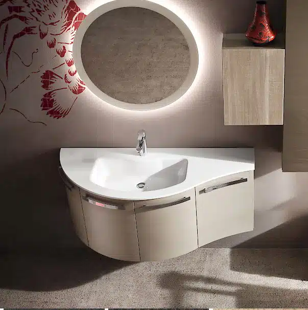 B201 12 - Mobile arredo bagno curvo L.125 cm personalizzabile COMPAB