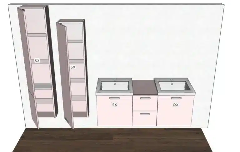 Progetto di arredobagno INTERNO77, rendering 180
