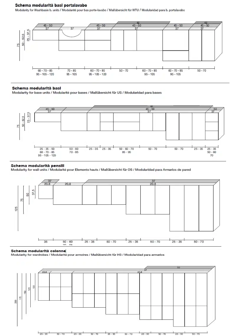 CL003 - Mobile arredo bagno design L.86 cm personalizzabile COMPAB 8 MODULARITA’