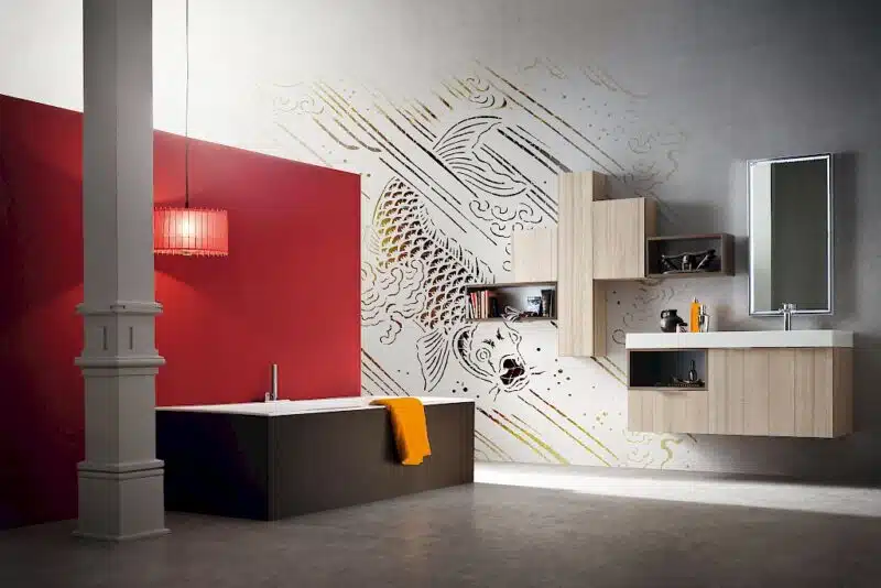 B201 02 - Mobile arredo bagno design L.120 cm personalizzabile COMPAB