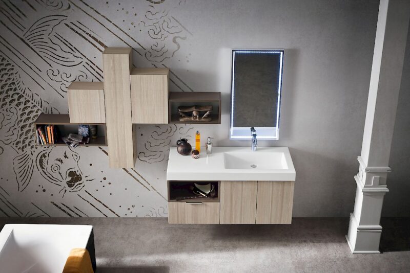 B201 02 - Mobile arredo bagno design L.120 cm personalizzabile COMPAB