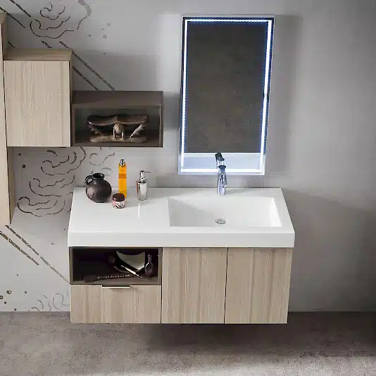 B201 02 - Mobile arredo bagno design L.120 cm personalizzabile COMPAB