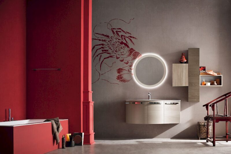 B201 12 - Mobile arredo bagno curvo L.125 cm personalizzabile COMPAB