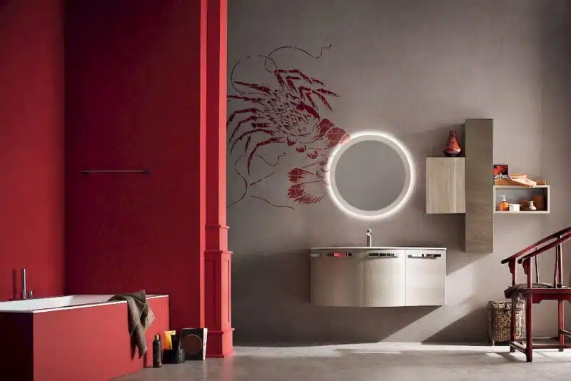 B201 12 - Mobile arredo bagno curvo L.125 cm personalizzabile COMPAB