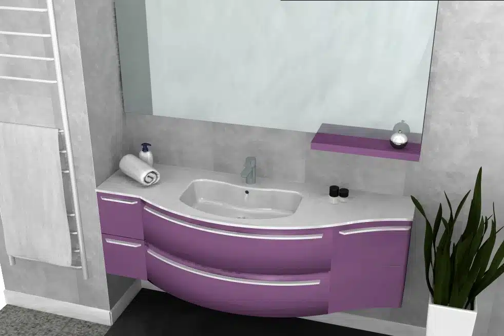 B201 Versus A677 – Mobile arredo bagno curvo L.156 cm personalizzabile COMPAB