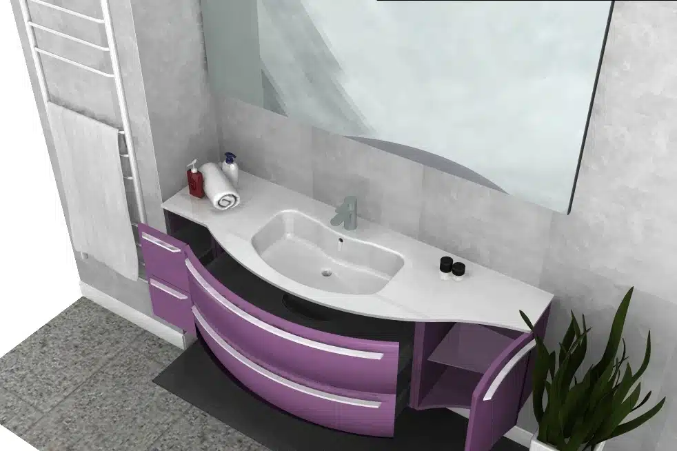 B201 Versus A677 – Mobile arredo bagno curvo L.156 cm personalizzabile COMPAB