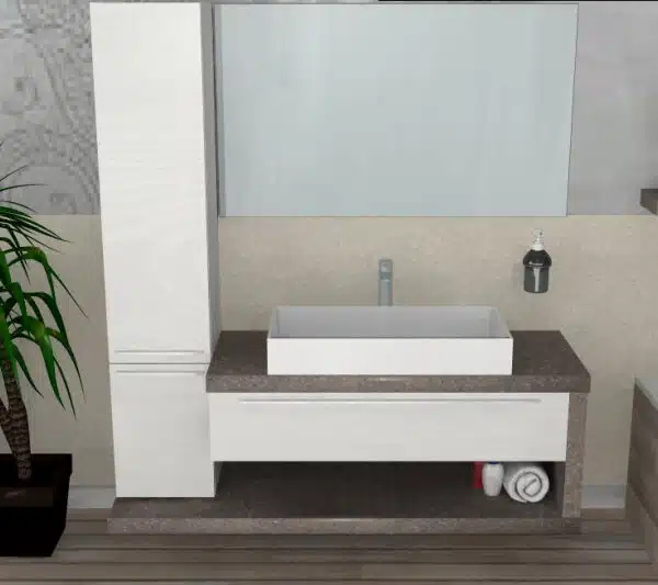 B201 83 – Mobile arredo bagno design L.146 cm personalizzabile COMPAB