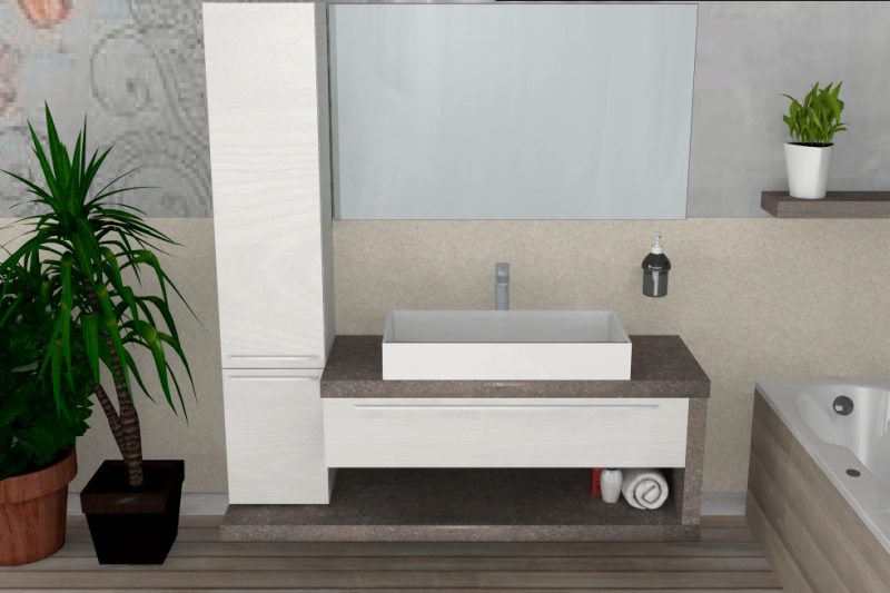 B201 83 – Mobile arredo bagno design L.146 cm personalizzabile COMPAB