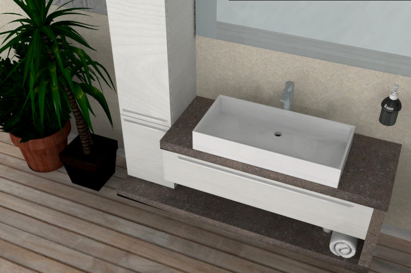 B201 83 – Mobile arredo bagno design L.146 cm personalizzabile COMPAB