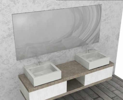 EL18 - Mobile arredo bagno design doppio lavabo L.180 cm personalizzabile COMPAB