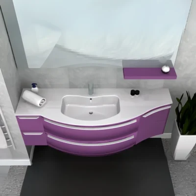 B201 Versus A677 – Mobile arredo bagno curvo stondato L.156 cm personalizzabile COMPAB