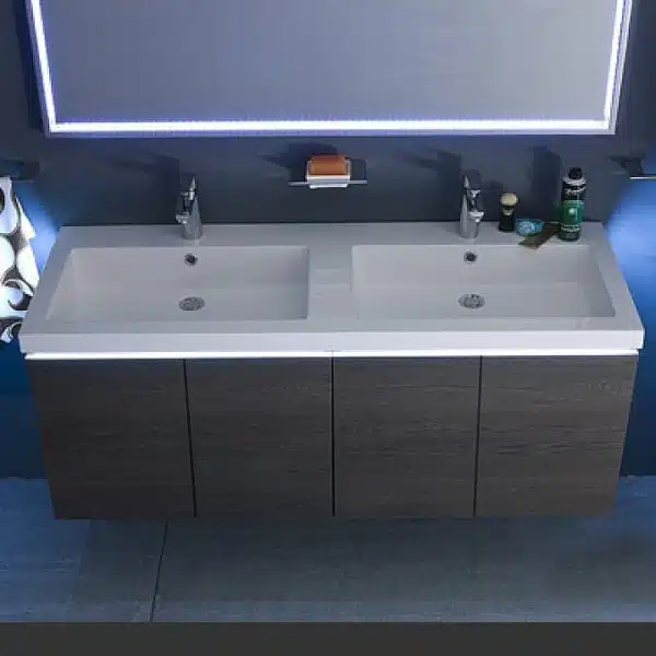 B201 18 - Mobile arredo bagno design doppio lavabo L.141 cm personalizzabile COMPAB