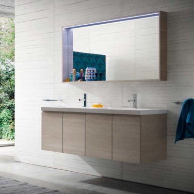 CL026 - Mobile arredo bagno design doppio lavabo L.141 cm personalizzabile COMPAB