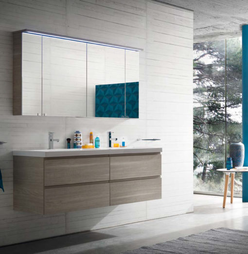 Compab CL027 - Mobile arredo bagno design doppio lavabo L.141 cm personalizzabile COMPAB