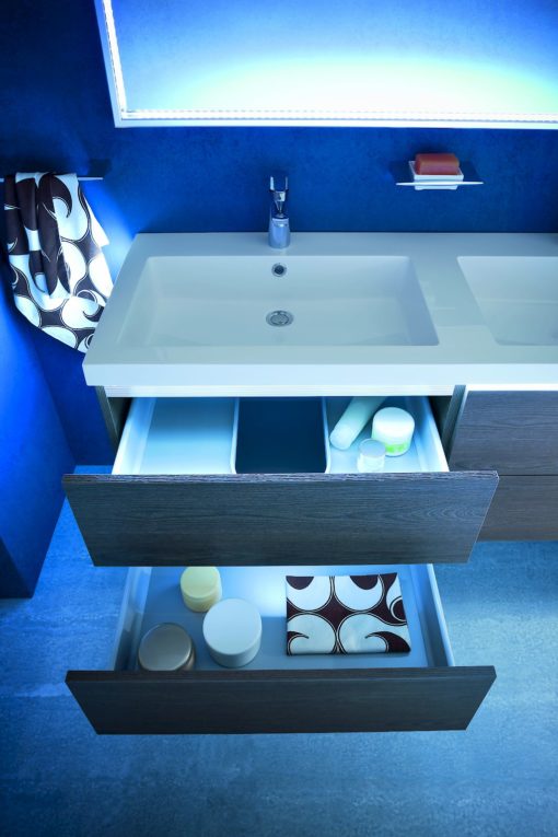 B201 18 - Mobile arredo bagno design doppio lavabo L.141 cm personalizzabile COMPAB