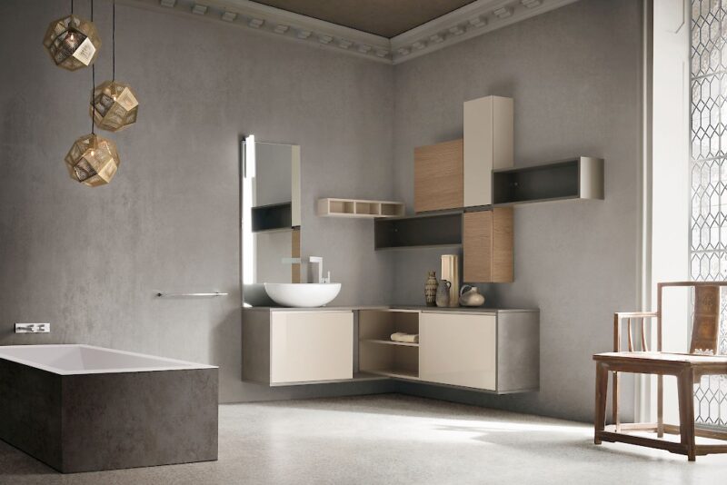 JACANA JA41 - Mobile luxury arredo bagno L.142+190 cm personalizzabile COMPAB