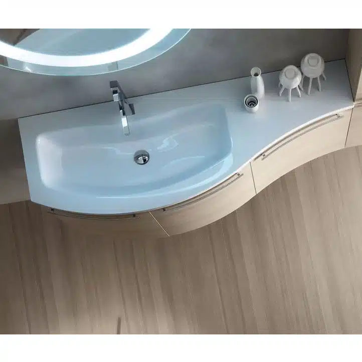 Arcom ELY W705 - Mobile arredo bagno design curvo L.120,5 cm personalizzabile ARCOM