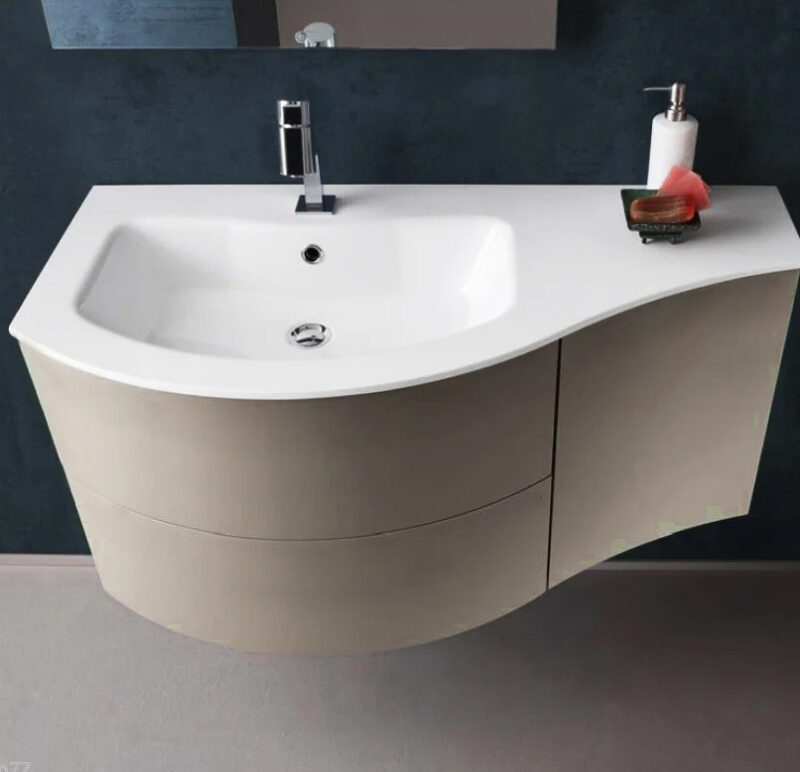 B201 A609 Versus – Mobile arredo bagno design curvo stondato L.106 cm personalizzabile COMPAB - immagine 9