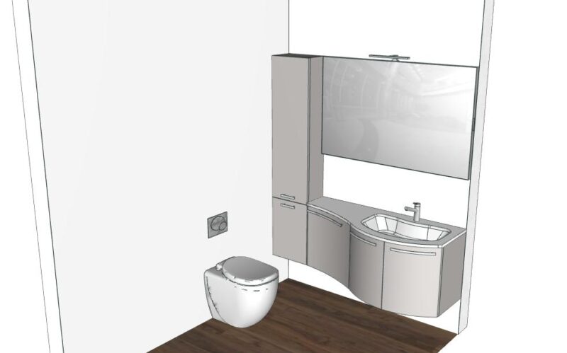 ELY W705 - Mobile da bagno curvo stondato L.154 cm con colonna e specchiera - immagine 2