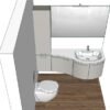 ELY W705 - Mobile arredo bagno design curvo stondato L.154 cm con colonna e specchiera - immagine 3