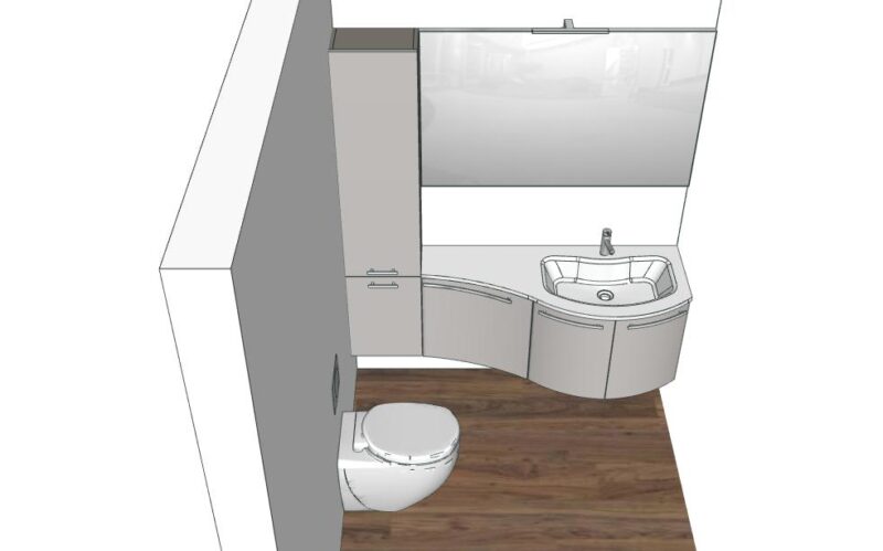 ELY W705 - Mobile da bagno curvo stondato L.154 cm con colonna e specchiera - immagine 3