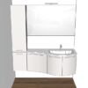 ELY W705 - Mobile arredo bagno design curvo stondato L.154 cm con colonna e specchiera