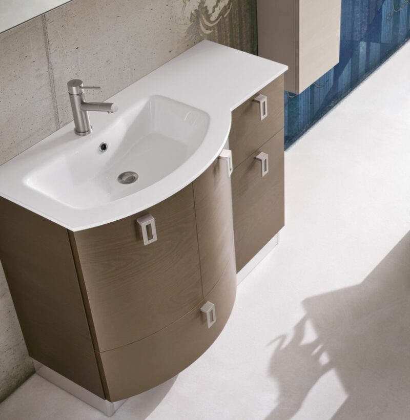 CHEN CN9 – Mobile arredo bagno design curvo L.106 cm personalizzabile COMPAB