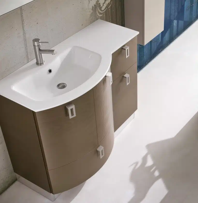 CHEN CN9 – Mobile arredo bagno design curvo L.106 cm personalizzabile COMPAB