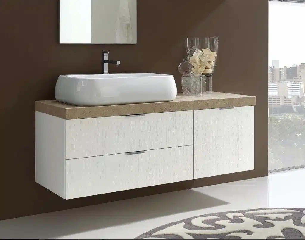 AR-FR09 - Mobile arredo bagno design frassinato L.135 cm personalizzabile COMPAB