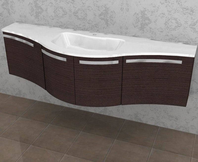ELY W709 - Mobile arredo bagno design curvo L.171 cm personalizzabile ARCOM